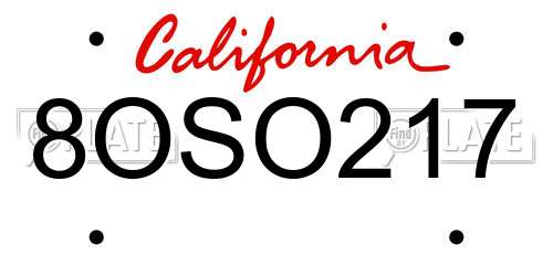 8OSO217 California License Plate