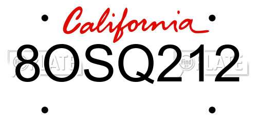 8OSQ212 California License Plate