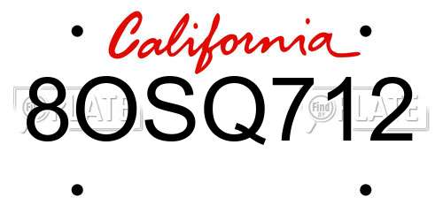 8OSQ712 California License Plate