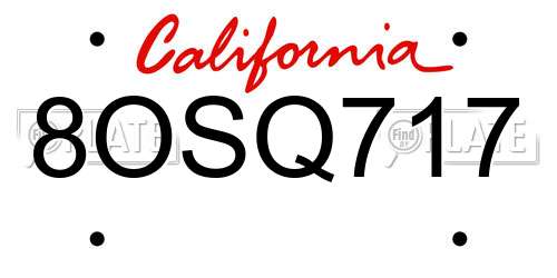 8OSQ717 California License Plate