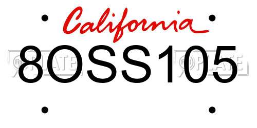 8OSS105 California License Plate