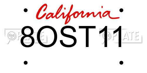 8OST11 California License Plate