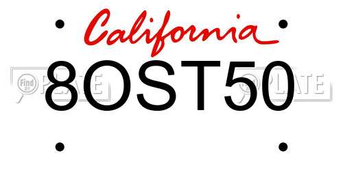8OST50 California License Plate