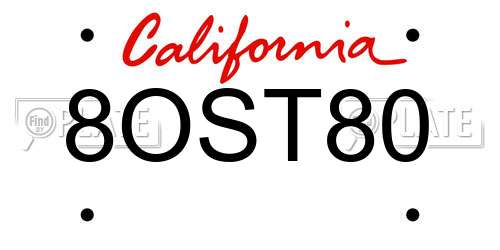 8OST80 California License Plate