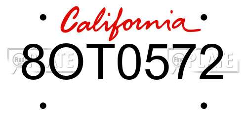 8OT0572 California License Plate