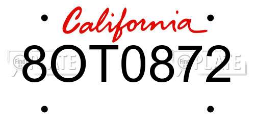 8OT0872 California License Plate