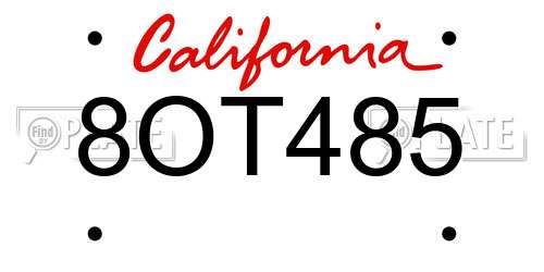 8OT485 California License Plate