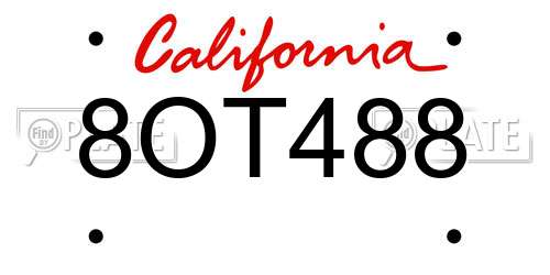 8OT488 California License Plate