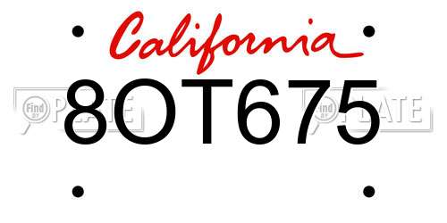 8OT675 California License Plate