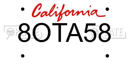 8OTA58 California License Plate