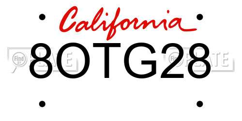 8OTG28 California License Plate