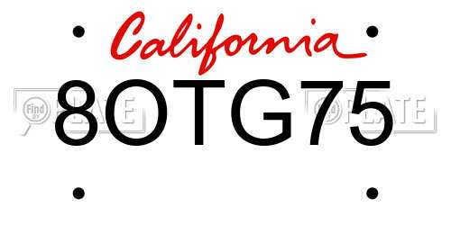 8OTG75 California License Plate