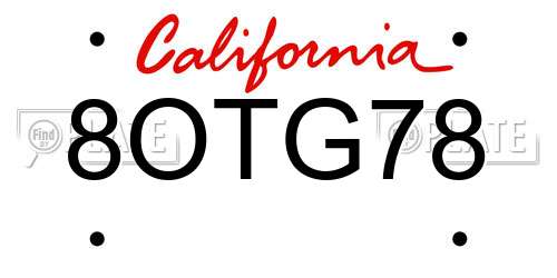8OTG78 California License Plate