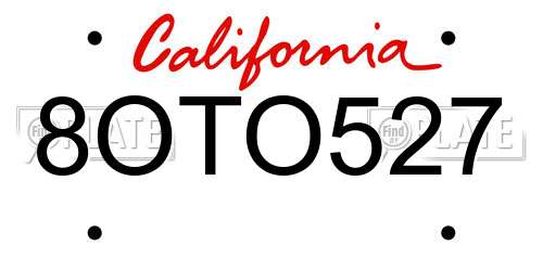 8OTO527 California License Plate