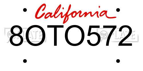 8OTO572 California License Plate