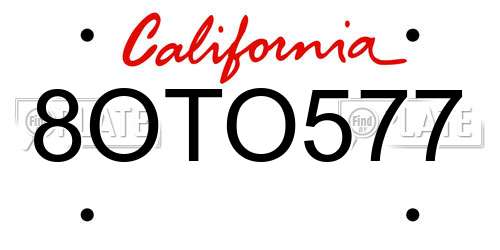 8OTO577 California License Plate