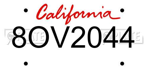 8OV2044 California License Plate