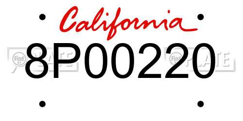 8P00220 California License Plate
