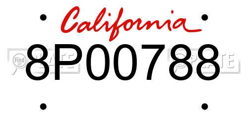 8P00788 California License Plate