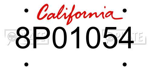 8P01054 California License Plate