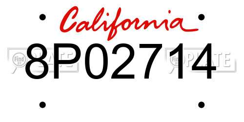 8P02714 California License Plate