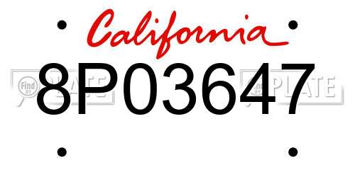8P03647 California License Plate