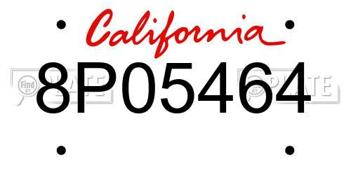 8P05464 California License Plate
