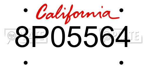 8P05564 California License Plate