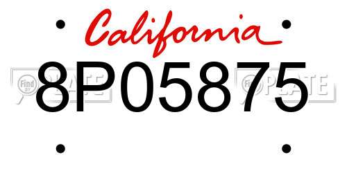 8P05875 California License Plate