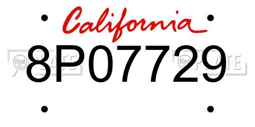8P07729 California License Plate