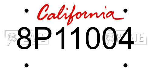8P11004 California License Plate