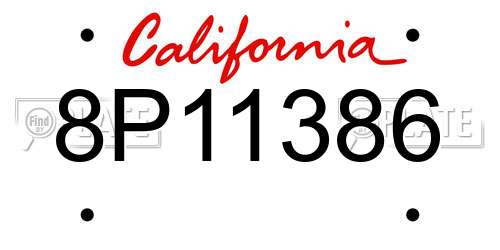 8P11386 California License Plate