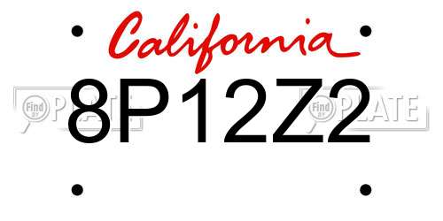 8P12Z2 California License Plate