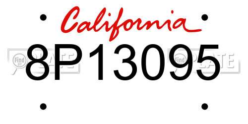 8P13095 California License Plate