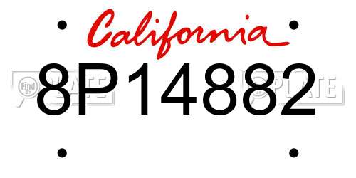 8P14882 California License Plate