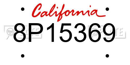 8P15369 California License Plate