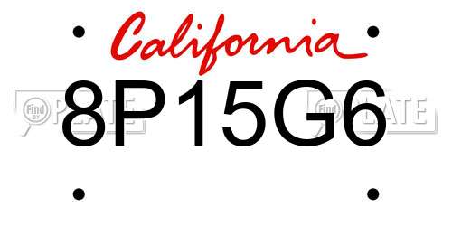 8P15G6 California License Plate