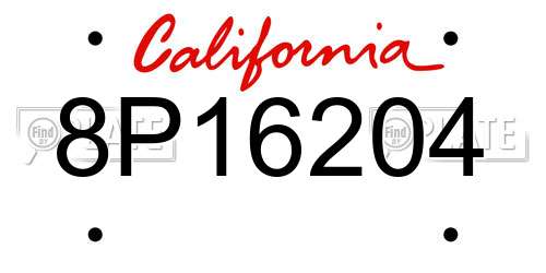 8P16204 California License Plate