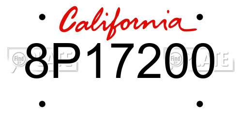 8P17200 California License Plate