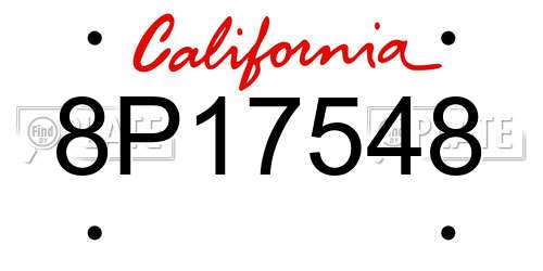 8P17548 California License Plate