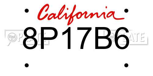 8P17B6 California License Plate
