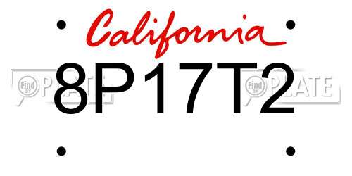 8P17T2 California License Plate