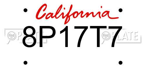 8P17T7 California License Plate