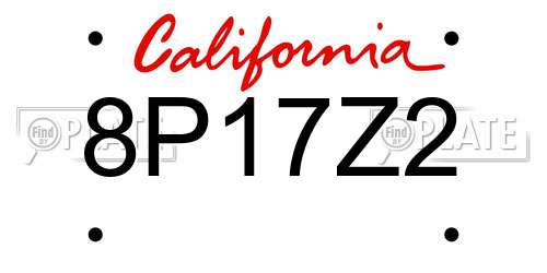 8P17Z2 California License Plate