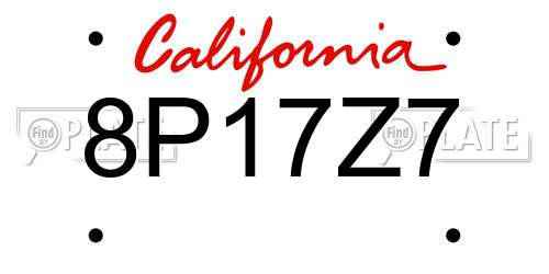 8P17Z7 California License Plate