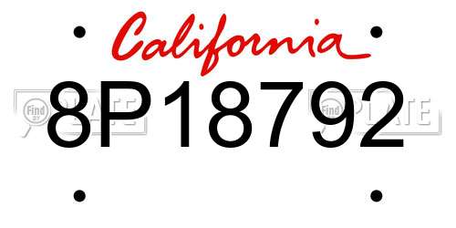8P18792 California License Plate