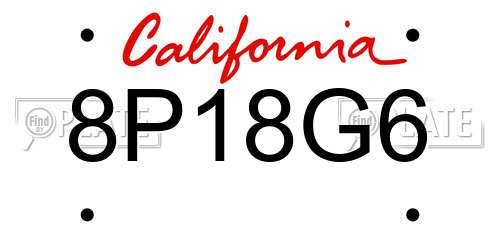 8P18G6 California License Plate