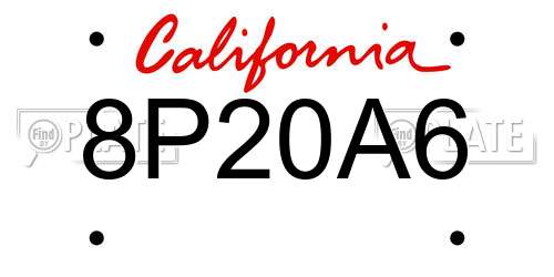 8P20A6 California License Plate