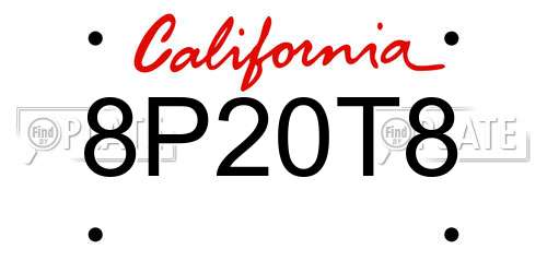 8P20T8 California License Plate