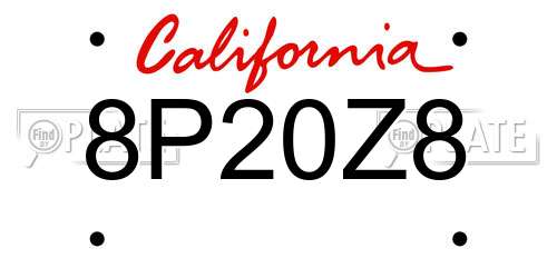 8P20Z8 California License Plate